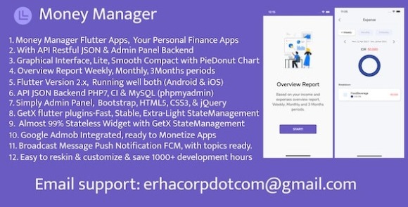 Money Manager Flutter Apps, with API & Admin Panel v1.0 Source